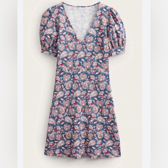 Boden Dresses & Skirts - Boden Cotton Mini Dress Navy Paisley Terrace Size 14